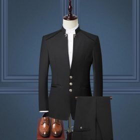 Men Chinese Tunic Collar Suit
