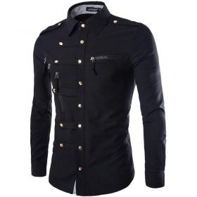 Men Long Sleeve Cargo Shirt